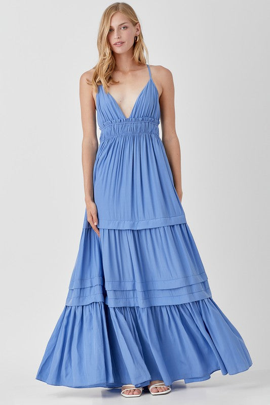 Ruffle Folded Detail Maxi Dress