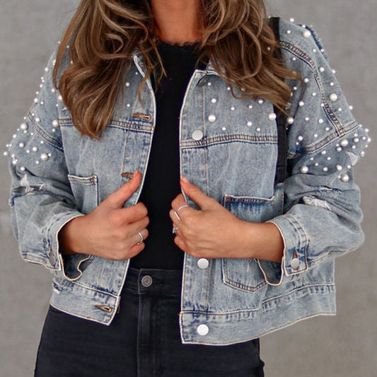 Pearl Bead Denim Jacket